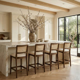 Atrium Cane Back And Vegan Leather Upholstered Seat Bar Stool — 77093-C - Beige - 77093Beige-C alternate view 1