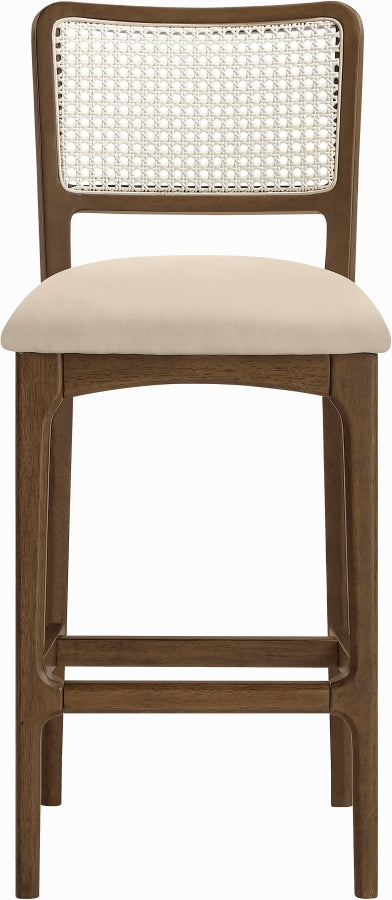 Atrium Cane Back And Vegan Leather Upholstered Seat Bar Stool — 77093-C - Beige - 77093Beige-C alternate view 2