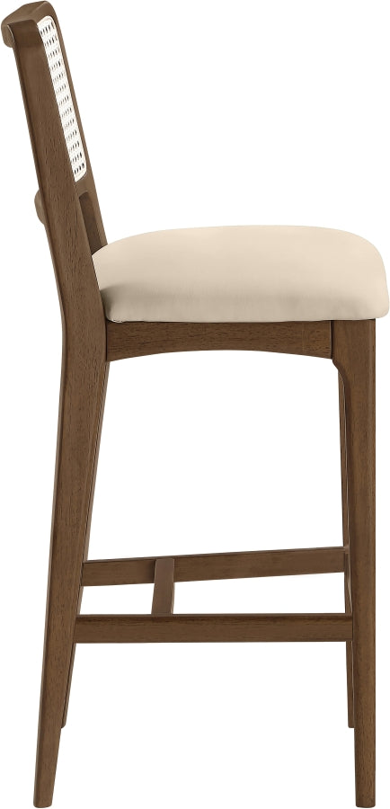 Atrium Cane Back And Vegan Leather Upholstered Seat Bar Stool — 77093-C - Beige - 77093Beige-C alternate view 3