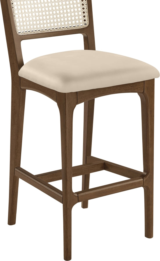 Atrium Cane Back And Vegan Leather Upholstered Seat Bar Stool — 77093-C - Beige - 77093Beige-C alternate view 6