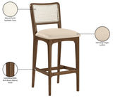 Atrium Cane Back And Vegan Leather Upholstered Seat Bar Stool — 77093-C - Beige - 77093Beige-C Infographic