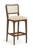 Atrium Cane Back And Vegan Leather Upholstered Seat Bar Stool — 77093-C - Beige - 77093Beige-C