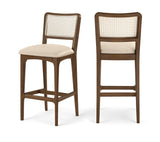 Atrium Cane Back And Vegan Leather Upholstered Seat Bar Stool — 77093-C - Beige - 77093Beige-C Double Chair