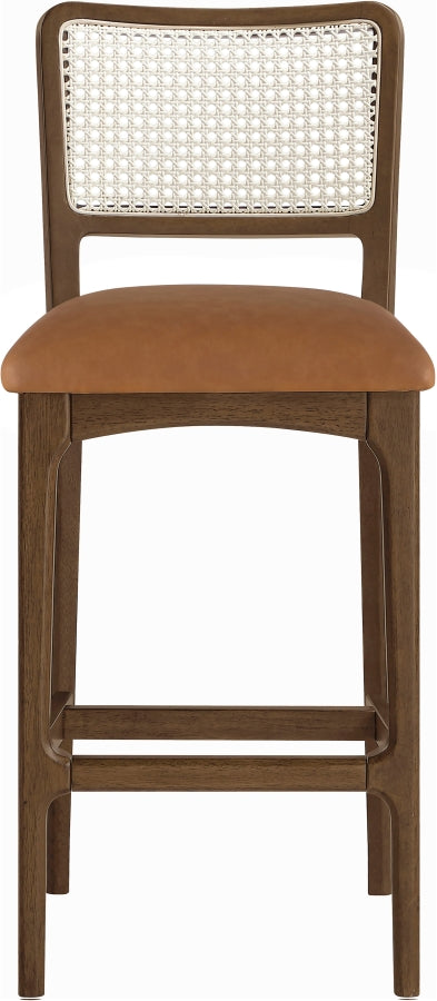 Atrium Cane Back And Vegan Leather Upholstered Seat Bar Stool — 77093-C - Cognac - 77093Cognac-C alternate view 2
