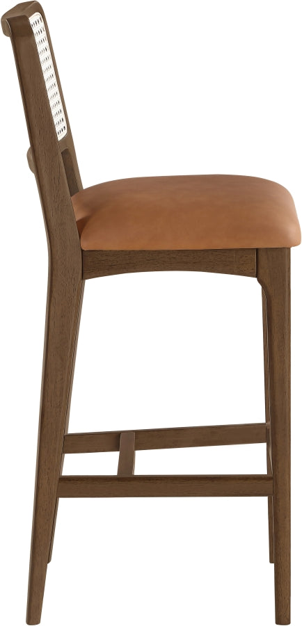 Atrium Cane Back And Vegan Leather Upholstered Seat Bar Stool — 77093-C - Cognac - 77093Cognac-C alternate view 3