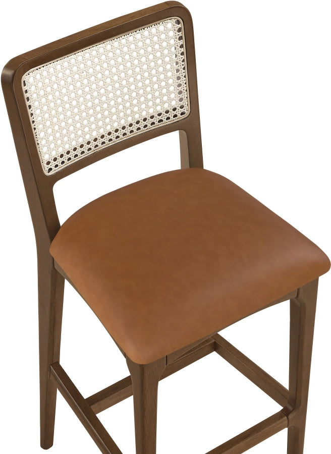 Atrium Cane Back And Vegan Leather Upholstered Seat Bar Stool — 77093-C - Cognac - 77093Cognac-C alternate view 5