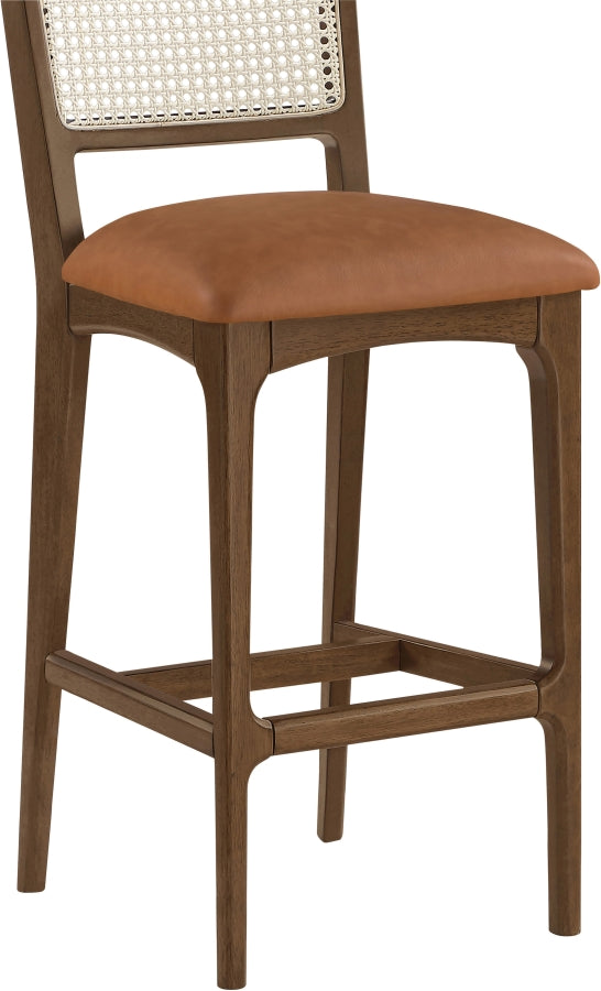 Atrium Cane Back And Vegan Leather Upholstered Seat Bar Stool — 77093-C - Cognac - 77093Cognac-C alternate view 6