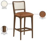 Atrium Cane Back And Vegan Leather Upholstered Seat Bar Stool — 77093-C - Cognac - 77093Cognac-C Infographic