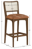 Atrium Cane Back And Vegan Leather Upholstered Seat Bar Stool — 77093-C - Cognac - 77093Cognac-C Dim