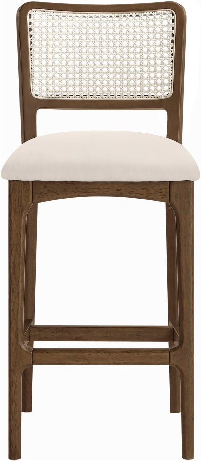 Atrium Cane Back And Vegan Leather Upholstered Seat Bar Stool — 77093-C - Cream - 77093Cream-C alternate view 2
