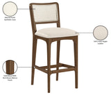 Atrium Cane Back And Vegan Leather Upholstered Seat Bar Stool — 77093-C - Cream - 77093Cream-C Infographic