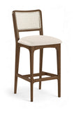 Atrium Cane Back And Vegan Leather Upholstered Seat Bar Stool — 77093-C - Cream - 77093Cream-C