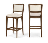 Atrium Cane Back And Vegan Leather Upholstered Seat Bar Stool — 77093-C - Cream - 77093Cream-C Double Chair