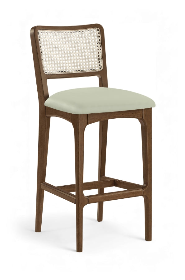 Atrium Cane Back And Vegan Leather Upholstered Seat Bar Stool — 77093-C - Mint - 77093Mint-C