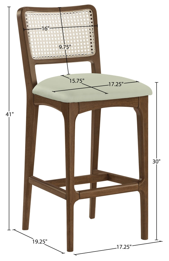 Atrium Cane Back And Vegan Leather Upholstered Seat Bar Stool — 77093-C - Mint - 77093Mint-C Dim