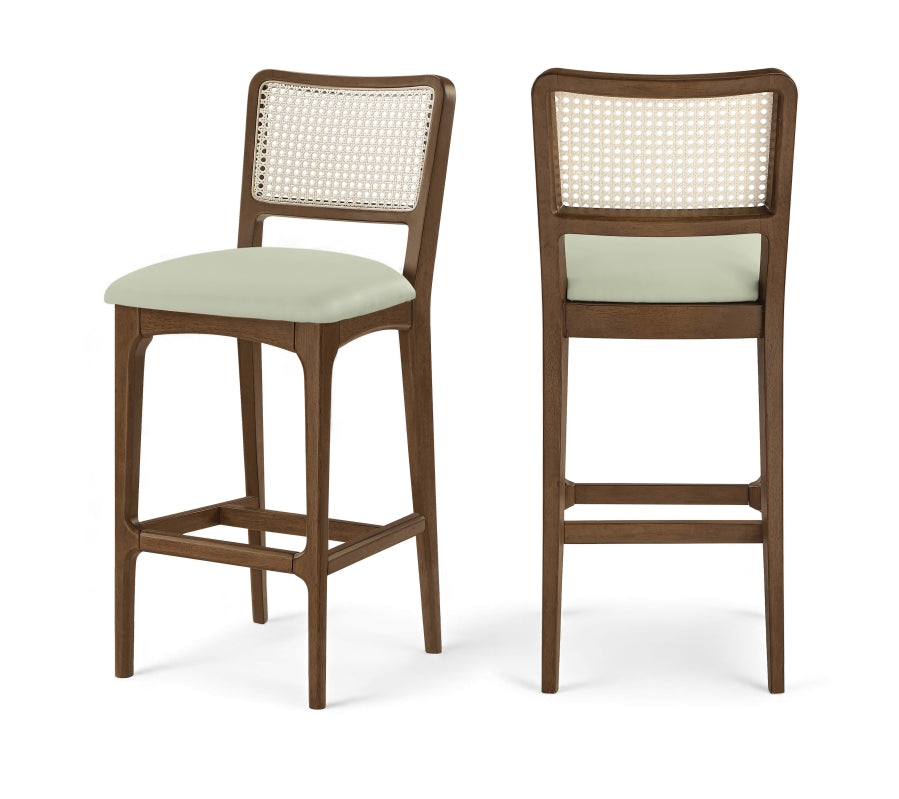 Atrium Cane Back And Vegan Leather Upholstered Seat Bar Stool — 77093-C - Mint - 77093Mint-C Double Chair