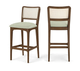 Atrium Cane Back And Vegan Leather Upholstered Seat Bar Stool — 77093-C - Mint - 77093Mint-C Double Chair