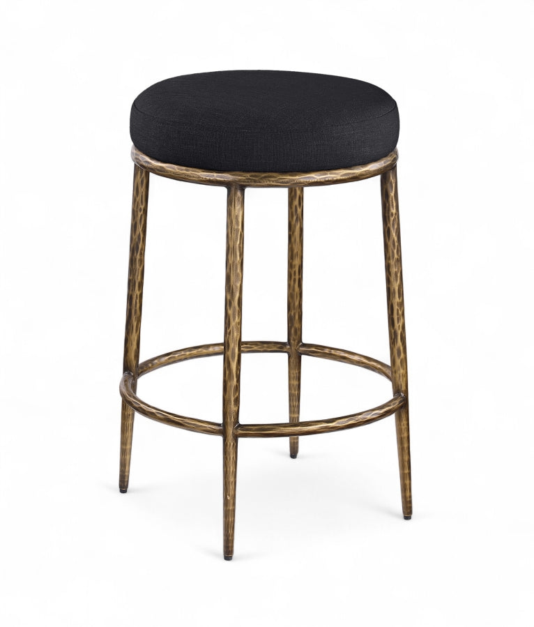 Ferro Linen Textured Performance Fabric Upholstered Counter Stool — 88064-C - Black - 88064Black-C