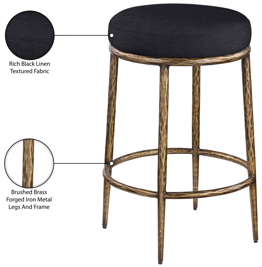 Ferro Linen Textured Performance Fabric Upholstered Counter Stool — 88064-C - Black - 88064Black-C Infographic