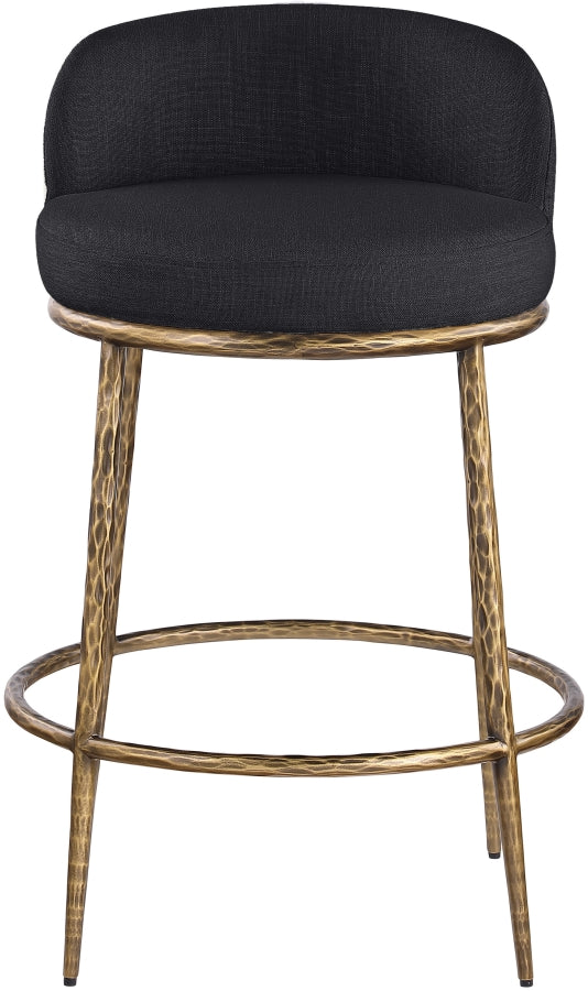 Ferro Linen Textured Performance Fabric Upholstered Counter Stool — 88067-C - Black - 88067Black-C alternate view 2