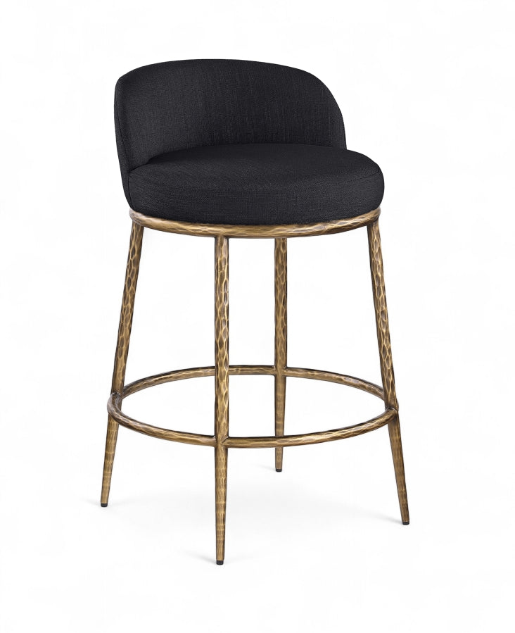 Ferro Linen Textured Performance Fabric Upholstered Counter Stool — 88067-C - Black - 88067Black-C