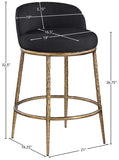 Ferro Linen Textured Performance Fabric Upholstered Counter Stool — 88067-C - Black - 88067Black-C Dim