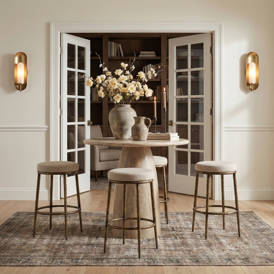 Ferro Performance Fabric Upholstered Bar Stool — 77081-C - Beige - 77081Beige-C alternate view 1