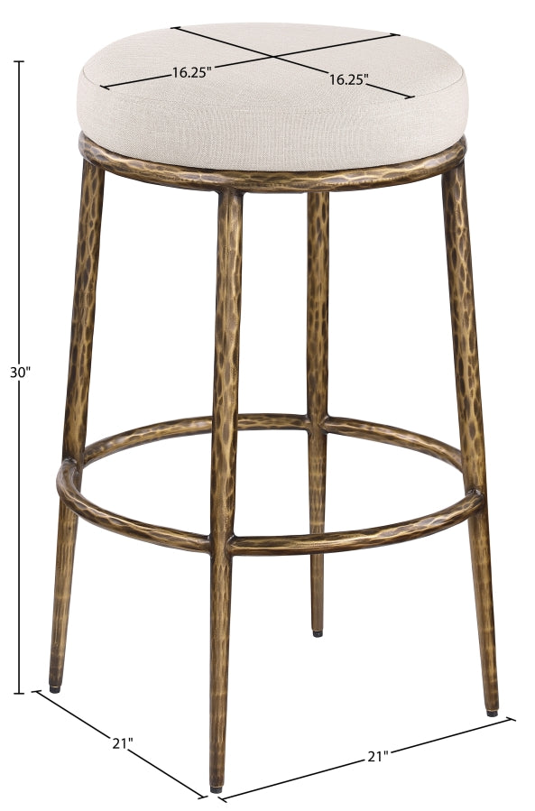 Ferro Performance Fabric Upholstered Bar Stool — 77081-C - Beige - 77081Beige-C Dim