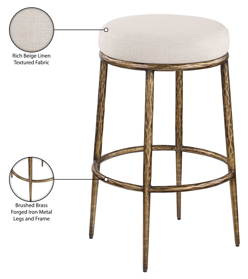 Ferro Performance Fabric Upholstered Bar Stool — 77081-C - Beige - 77081Beige-C Infographic