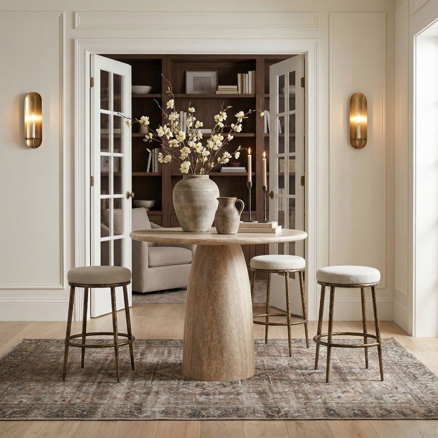Ferro Performance Fabric Upholstered Bar Stool — 77081-C - Cream - 77081Cream-C alternate view 1