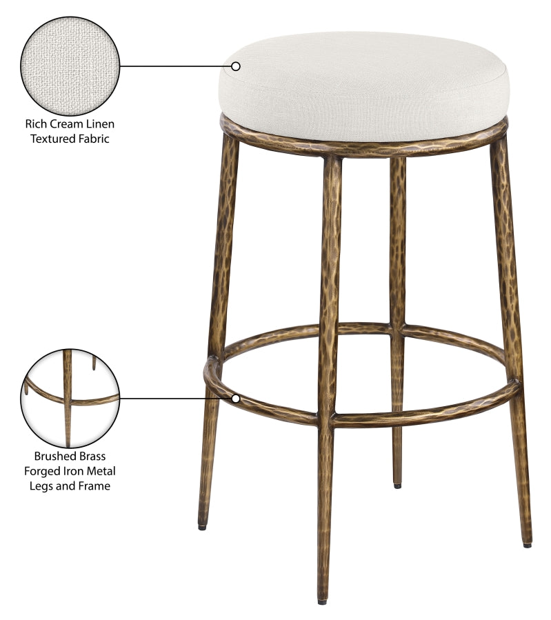Ferro Performance Fabric Upholstered Bar Stool — 77081-C - Cream - 77081Cream-C Infographic