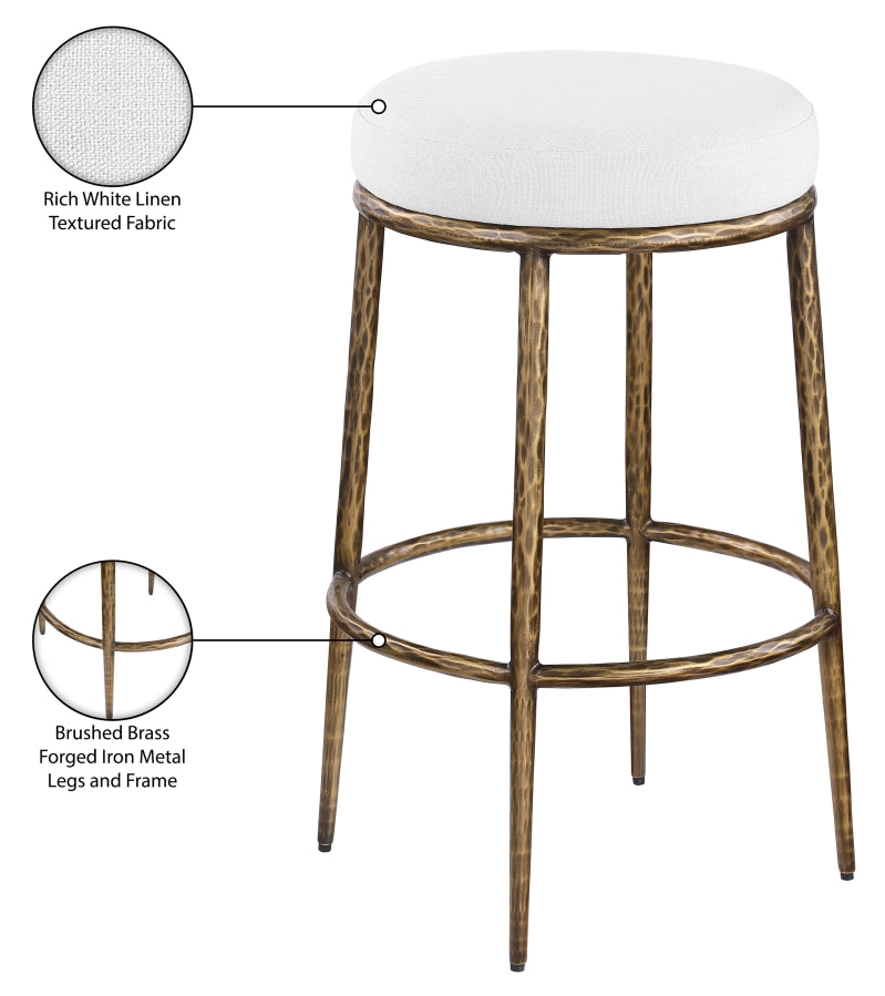 Ferro Performance Fabric Upholstered Bar Stool — 77081-C - White - 77081White-C Infographic