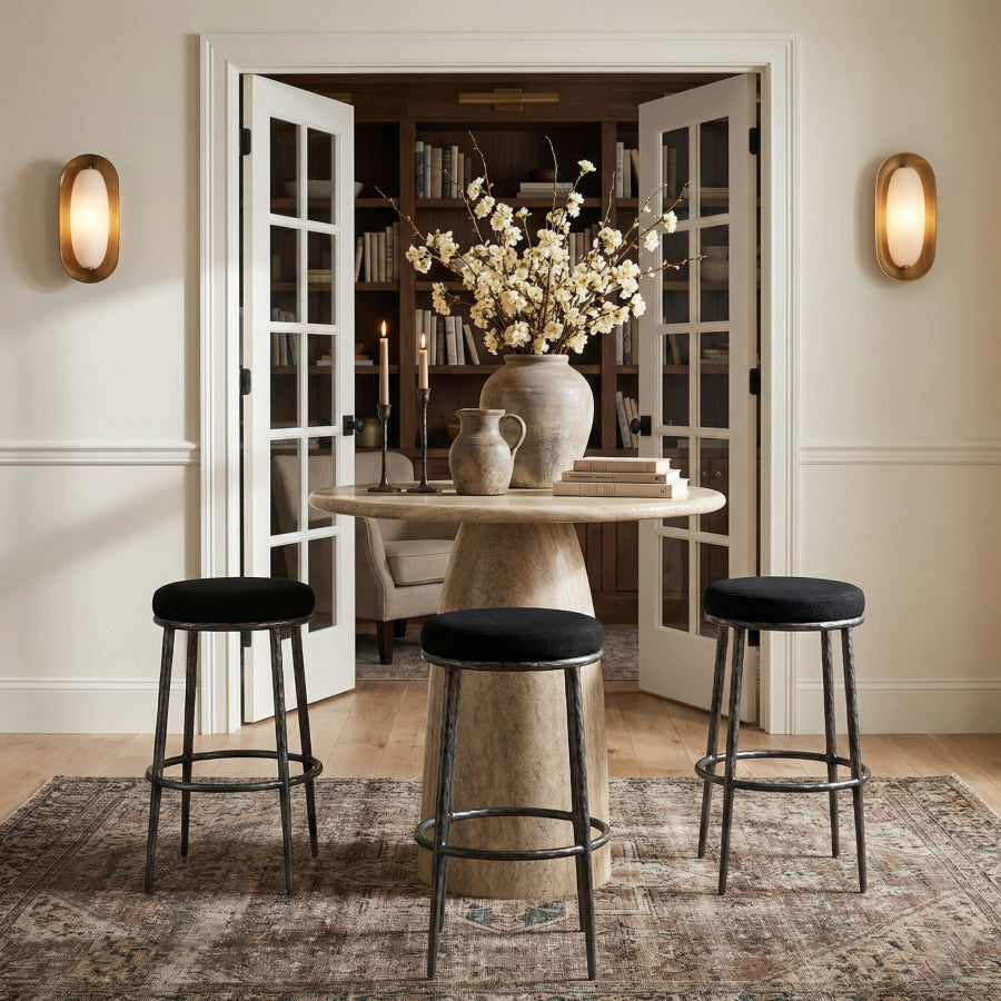 Ferro Performance Fabric Upholstered Bar Stool — 77083-C - Black - 77083Black-C alternate view 1