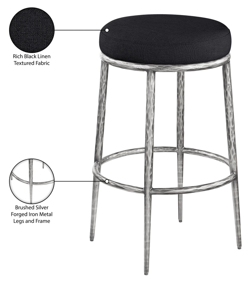 Ferro Performance Fabric Upholstered Bar Stool — 77083-C - Black - 77083Black-C Infographic