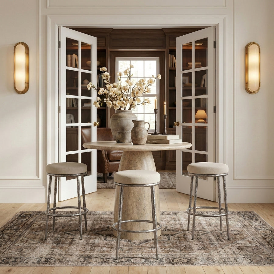 Ferro Performance Fabric Upholstered Bar Stool — 77083-C - Cream - 77083Cream-C alternate view 1