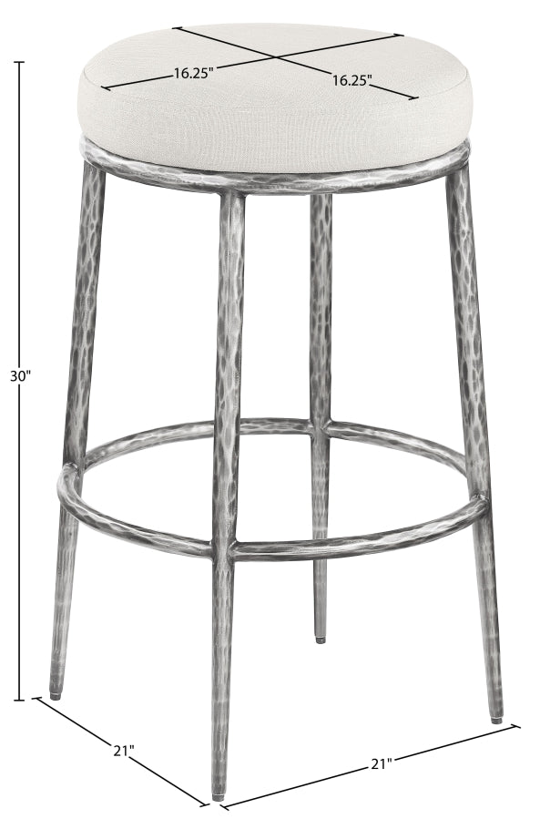 Ferro Performance Fabric Upholstered Bar Stool — 77083-C - Cream - 77083Cream-C Dim