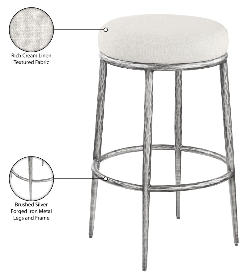 Ferro Performance Fabric Upholstered Bar Stool — 77083-C - Cream - 77083Cream-C Infographic