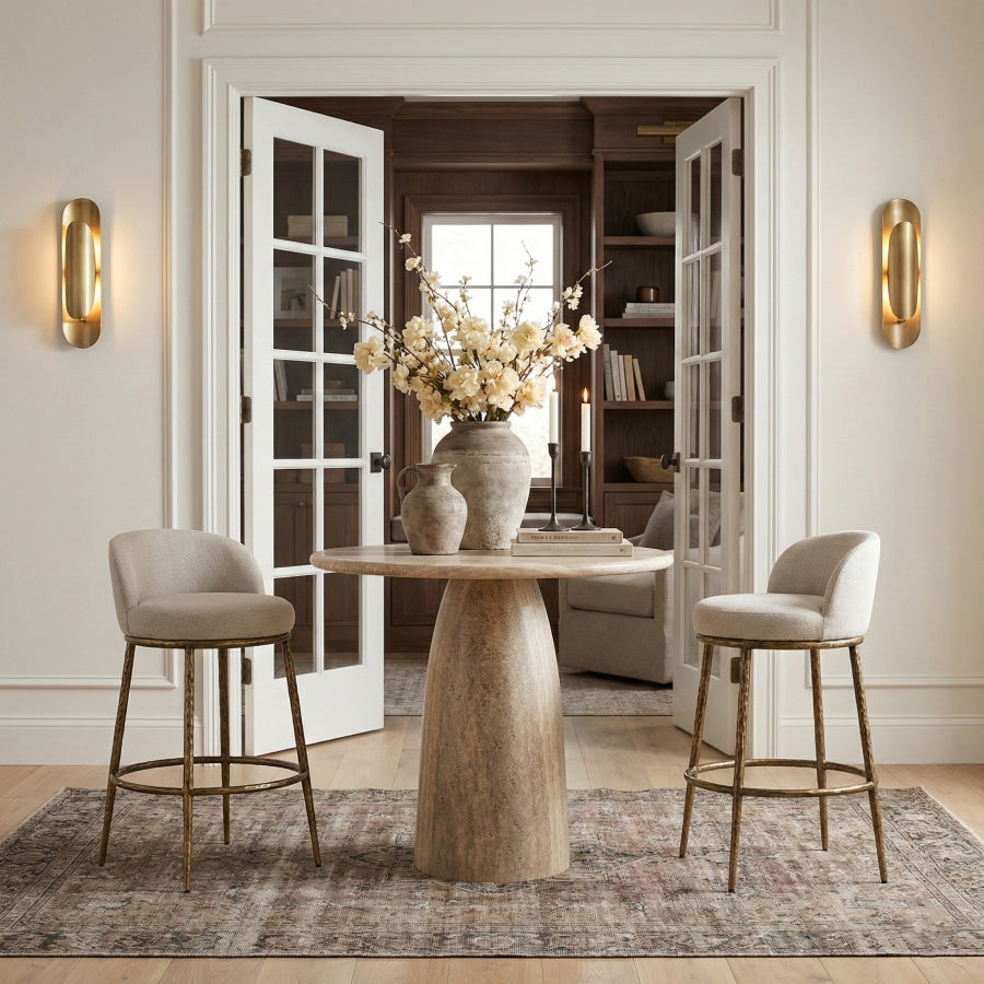 Ferro Performance Fabric Upholstered Bar Stool — 77084-C - Beige - 77084Beige-C alternate view 1