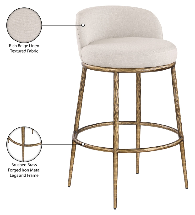 Ferro Performance Fabric Upholstered Bar Stool — 77084-C - Beige - 77084Beige-C Infographic