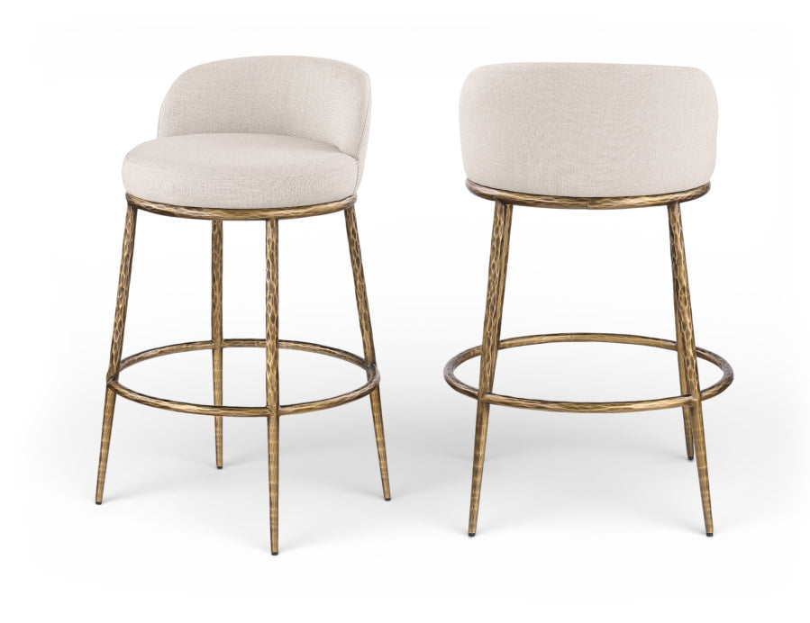 Ferro Performance Fabric Upholstered Bar Stool — 77084-C - Beige - 77084Beige-C Double Chair