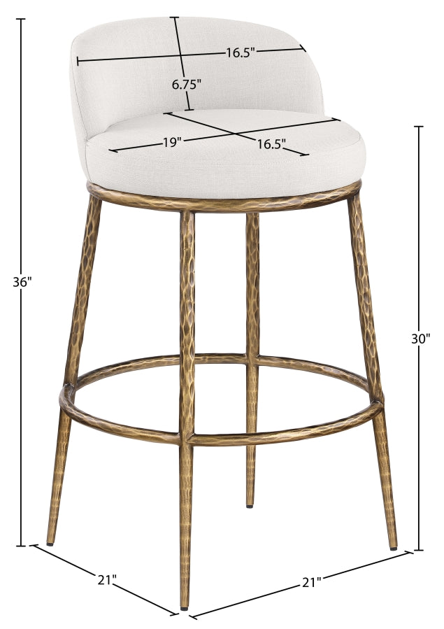 Ferro Performance Fabric Upholstered Bar Stool — 77084-C - Cream - 77084Cream-C Dim