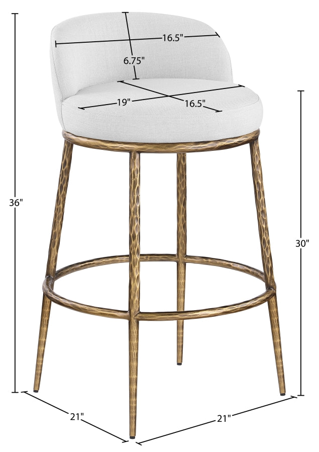 Ferro Performance Fabric Upholstered Bar Stool — 77084-C - White - 77084White-C Dim