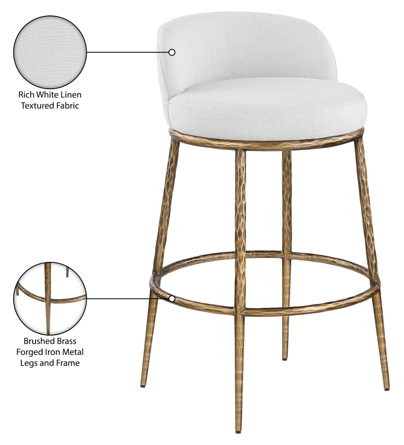 Ferro Performance Fabric Upholstered Bar Stool — 77084-C - White - 77084White-C Infographic