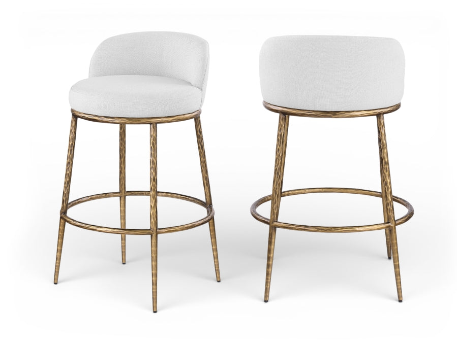 Ferro Performance Fabric Upholstered Bar Stool — 77084-C - White - 77084White-C Double Chair