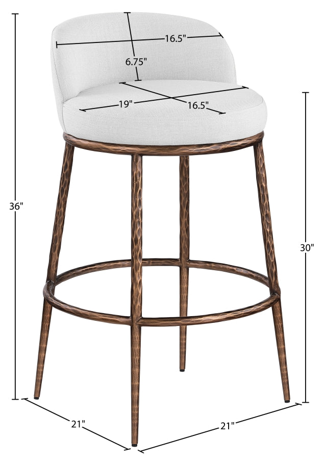 Ferro Performance Fabric Upholstered Bar Stool — 77085-C - White - 77085White-C Dim