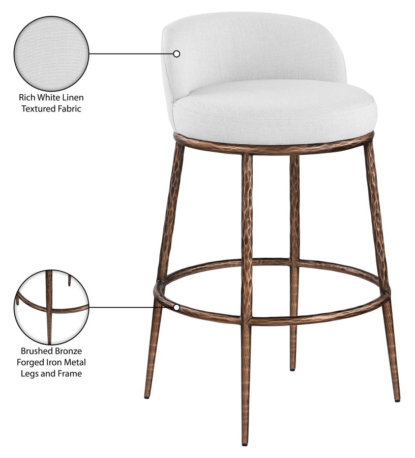 Ferro Performance Fabric Upholstered Bar Stool — 77085-C - White - 77085White-C Infographic