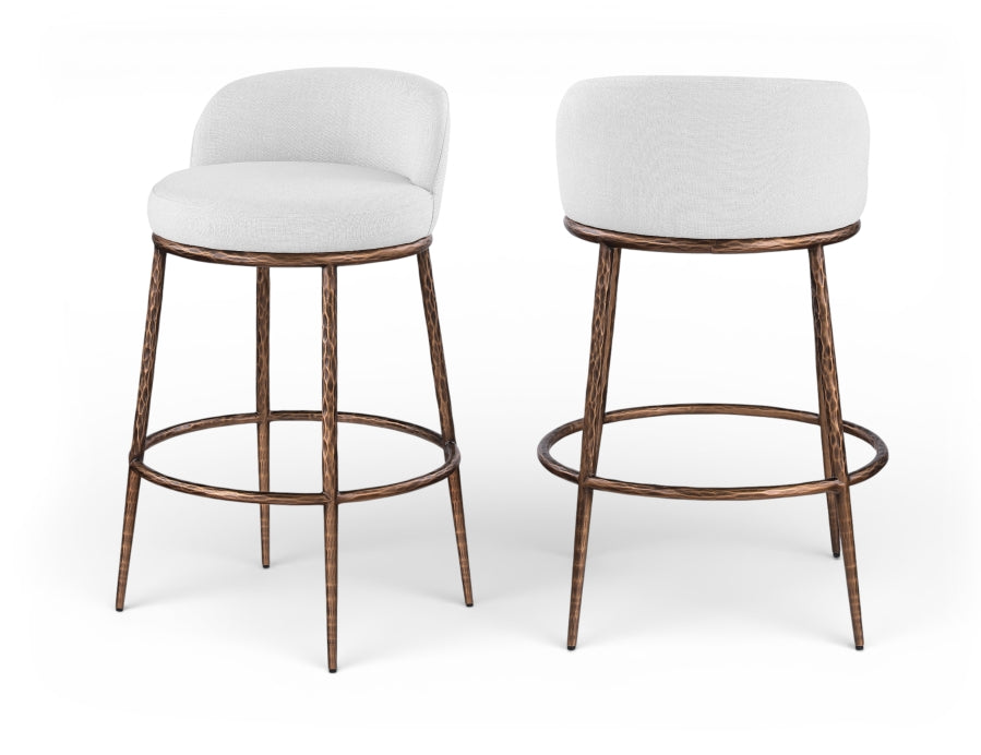 Ferro Performance Fabric Upholstered Bar Stool — 77085-C - White - 77085White-C Double Chair
