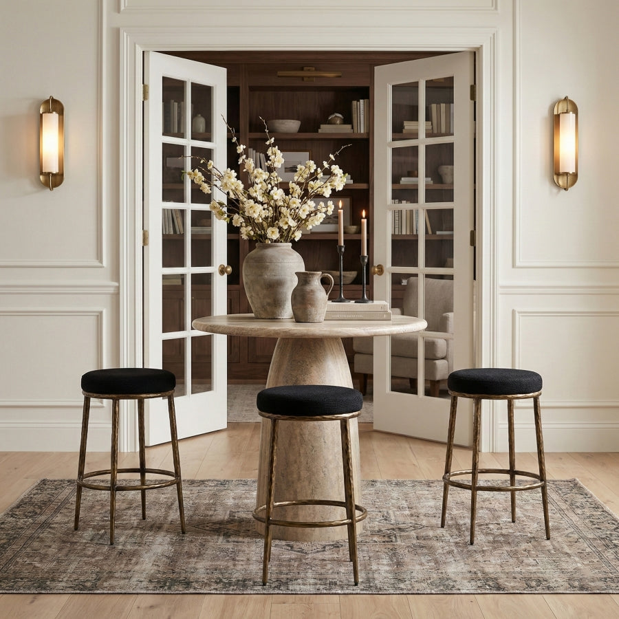Ferro Performance Fabric Upholstered Bar Stool — 77081-C - Black - 77081Black-C alternate view 1