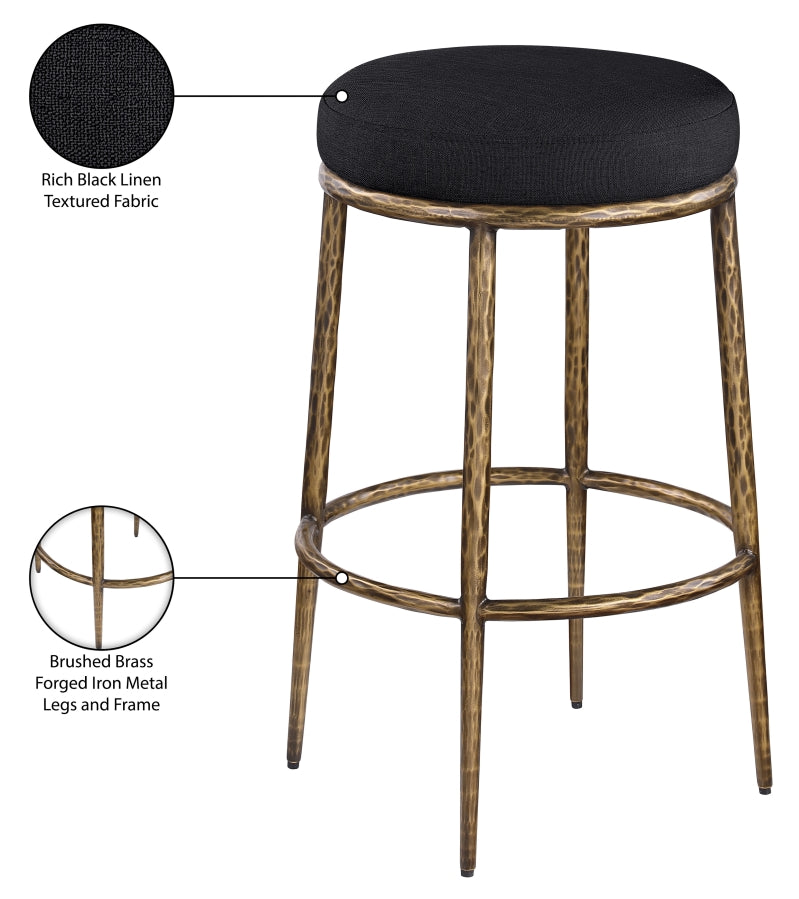 Ferro Performance Fabric Upholstered Bar Stool — 77081-C - Black - 77081Black-C Infographic