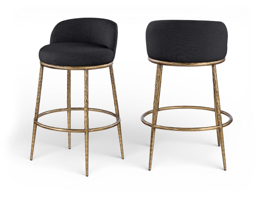 Ferro Performance Fabric Upholstered Bar Stool — 77084-C - Black - 77084Black-C Double Chair